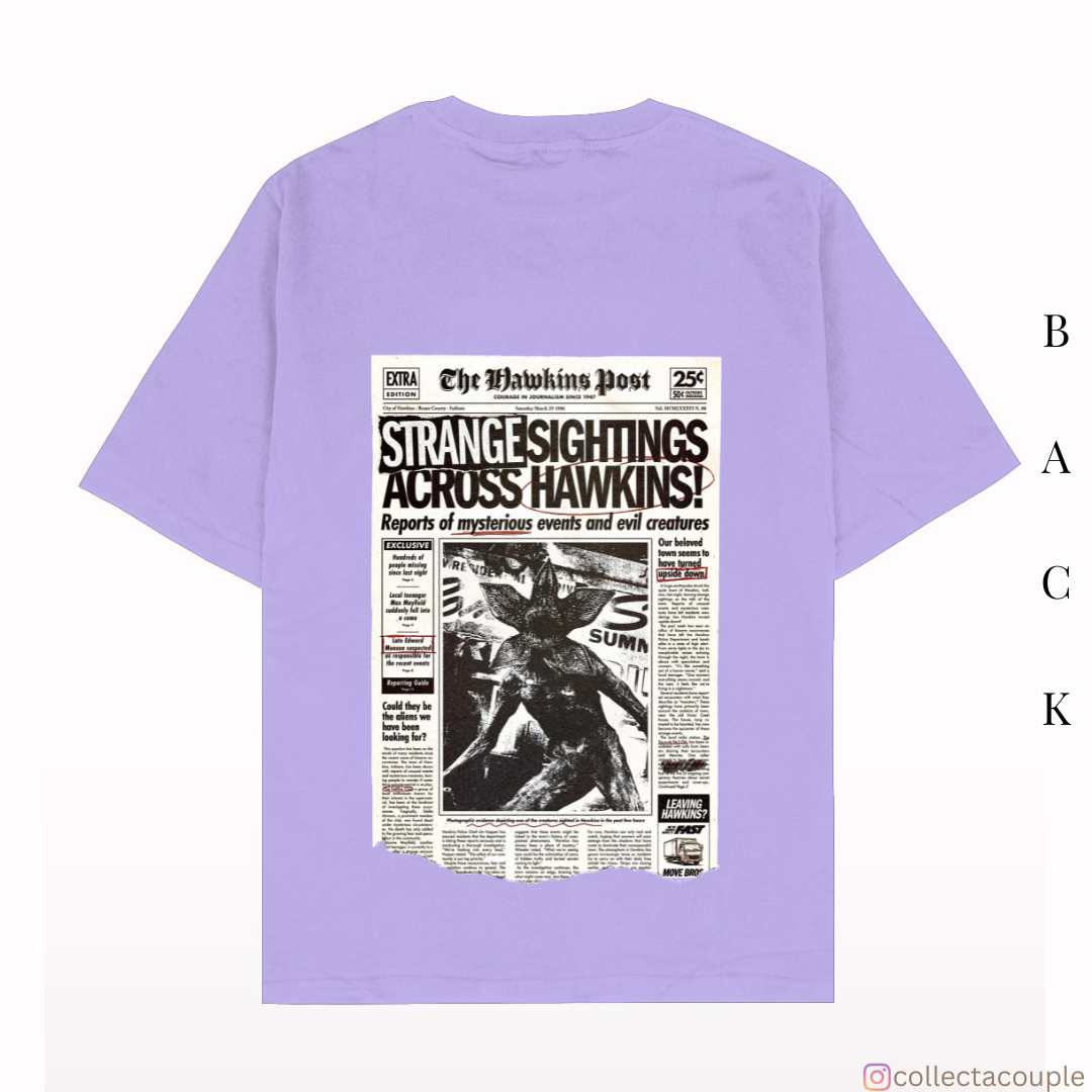 Stranger Things: The Hawkins Post Oversized Unisex T-shirt (front and back print)
