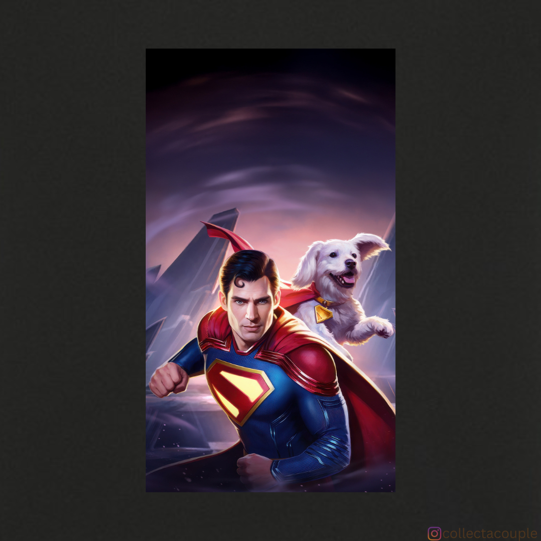 Superman: Superman and Krypto Oversized Unisex T-shirt (front and back print)
