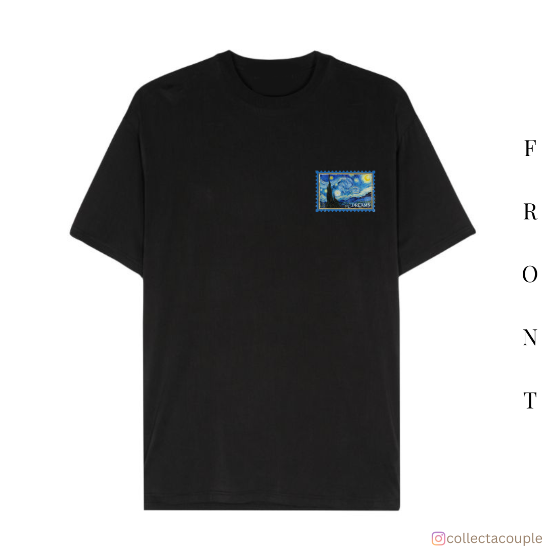 Van Gogh: Starry Night Collage Oversized Unisex T-shirt (front and back print)