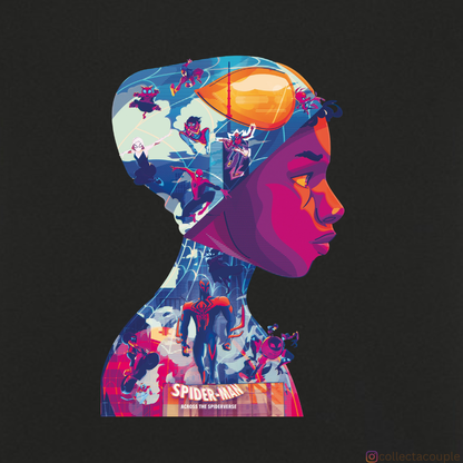 Spider Verse: Miles Morales Illustration Collage Oversized Unisex T-shirt (front and back print)