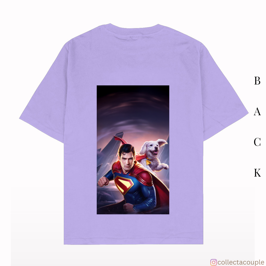 Superman: Superman and Krypto Oversized Unisex T-shirt (front and back print)