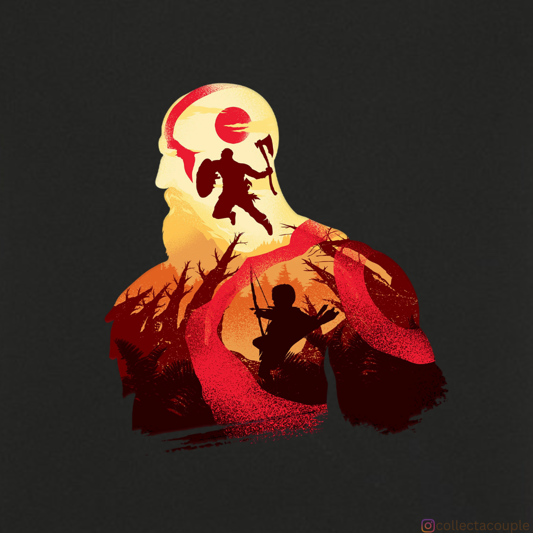 God of War: Kratos Illustration Oversized Unisex T-shirt (front and back print)