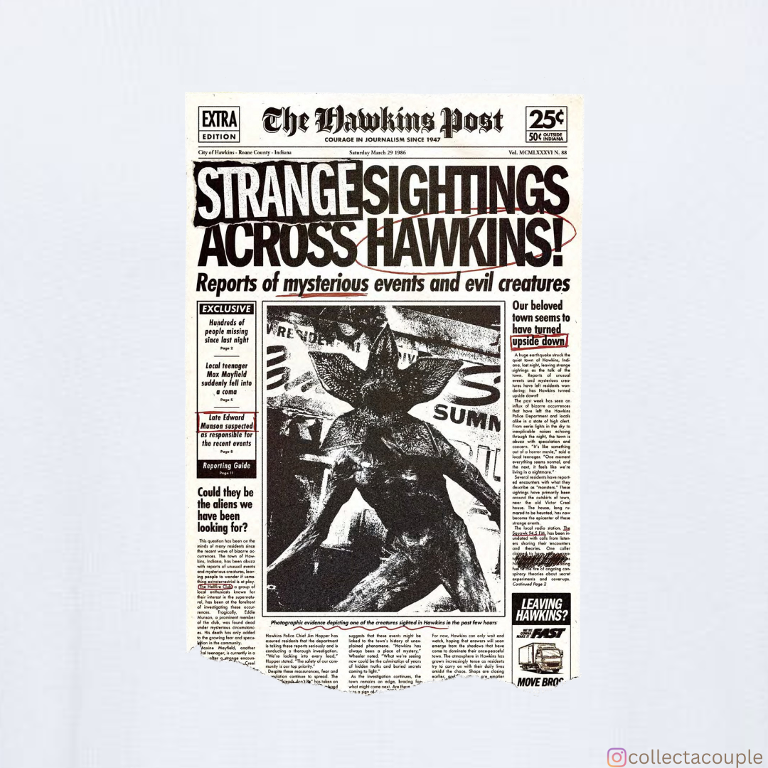 Stranger Things: The Hawkins Post Oversized Unisex T-shirt (front and back print)