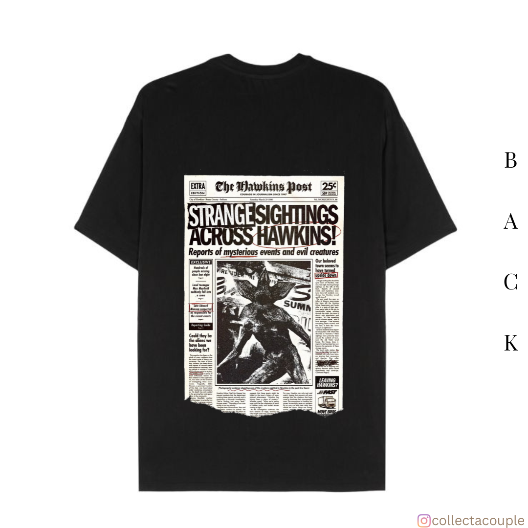 Stranger Things: The Hawkins Post Oversized Unisex T-shirt (front and back print)