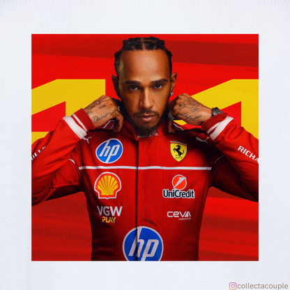Lewis Hamilton: Ferrari Oversized Unisex T-shirt (front and back print)