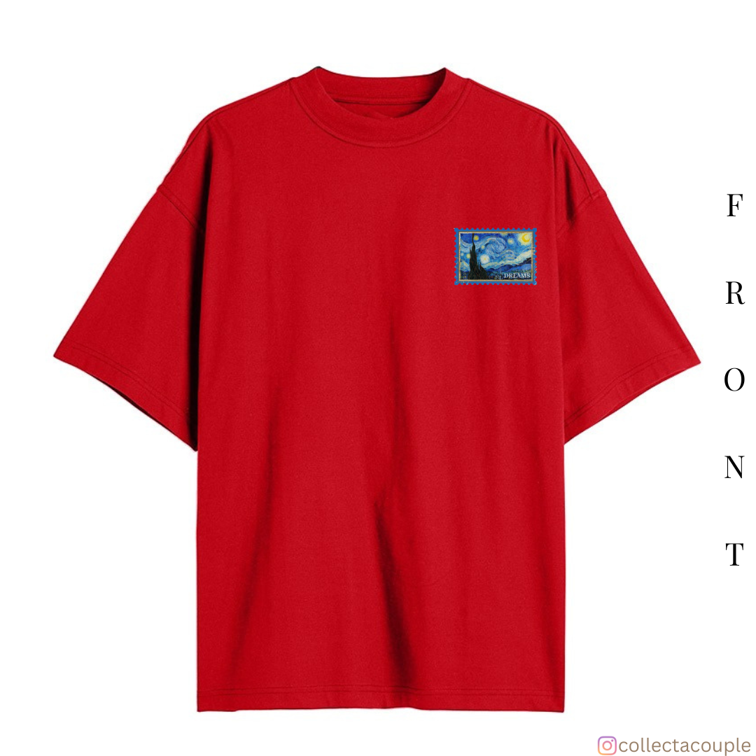 Van Gogh: Starry Night Collage Oversized Unisex T-shirt (front and back print)