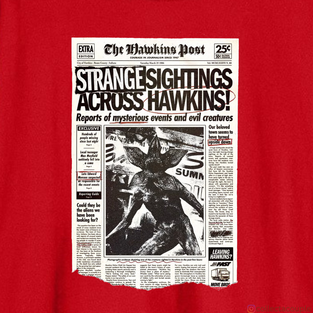 Stranger Things: The Hawkins Post Oversized Unisex T-shirt (front and back print)