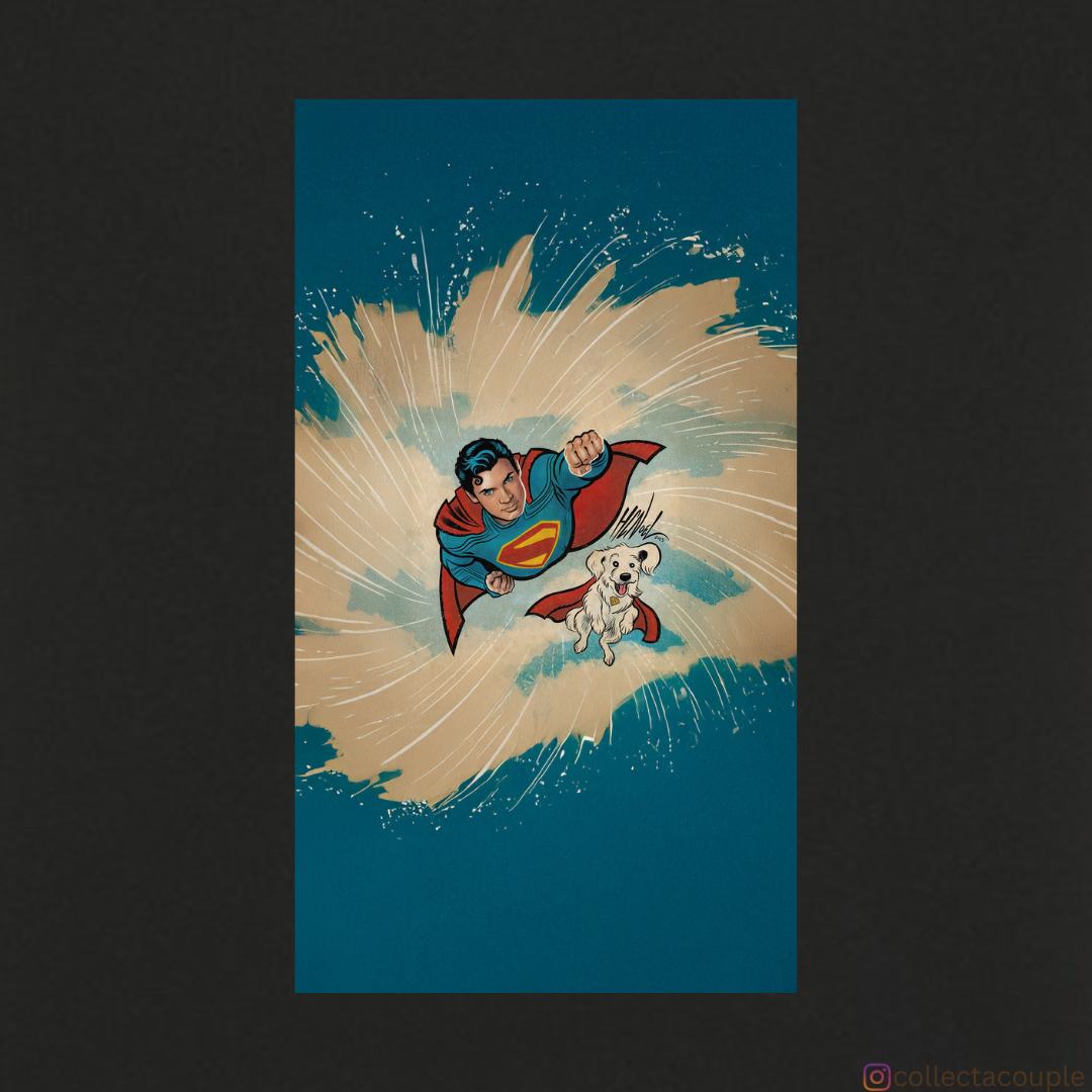 Superman: Superman and Krypto Illustration Oversized Unisex T-shirt (front and back print)
