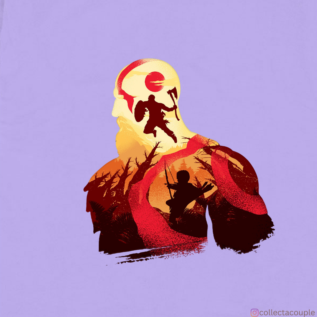 God of War: Kratos Illustration Oversized Unisex T-shirt (front and back print)