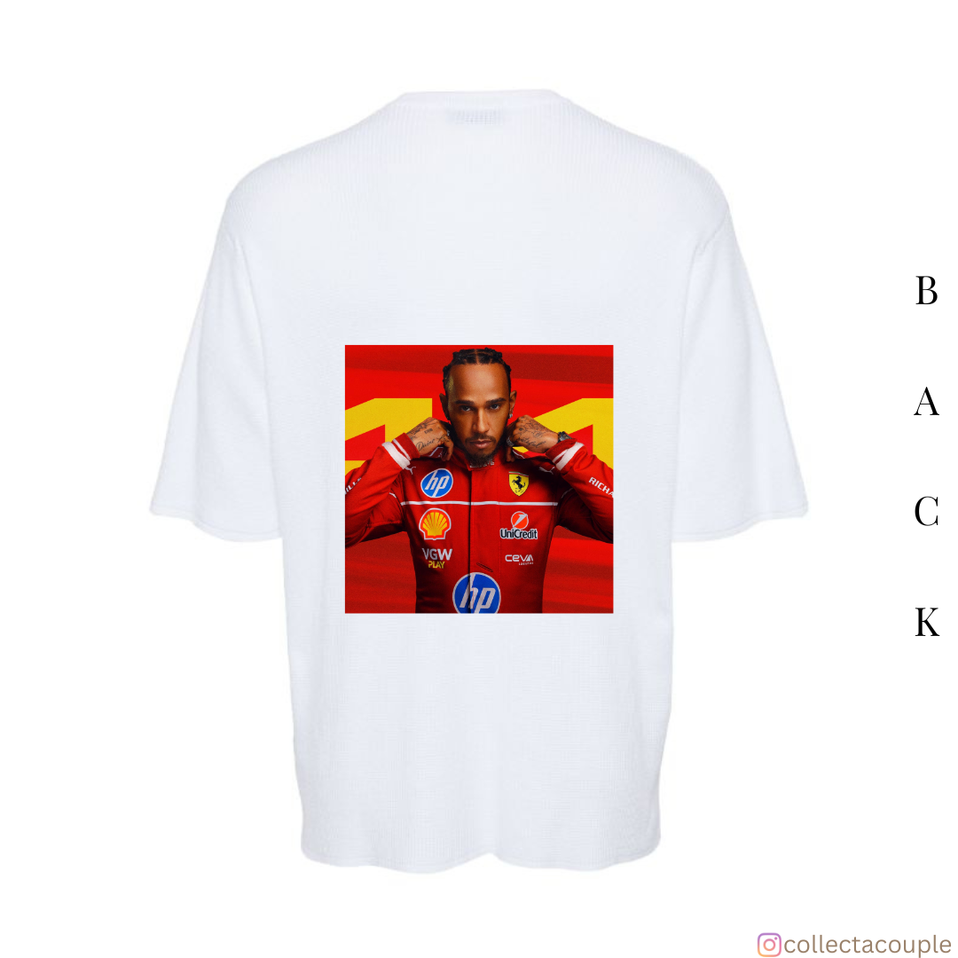 Lewis Hamilton: Ferrari Oversized Unisex T-shirt (front and back print)