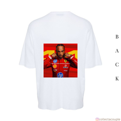 Lewis Hamilton: Ferrari Oversized Unisex T-shirt (front and back print)