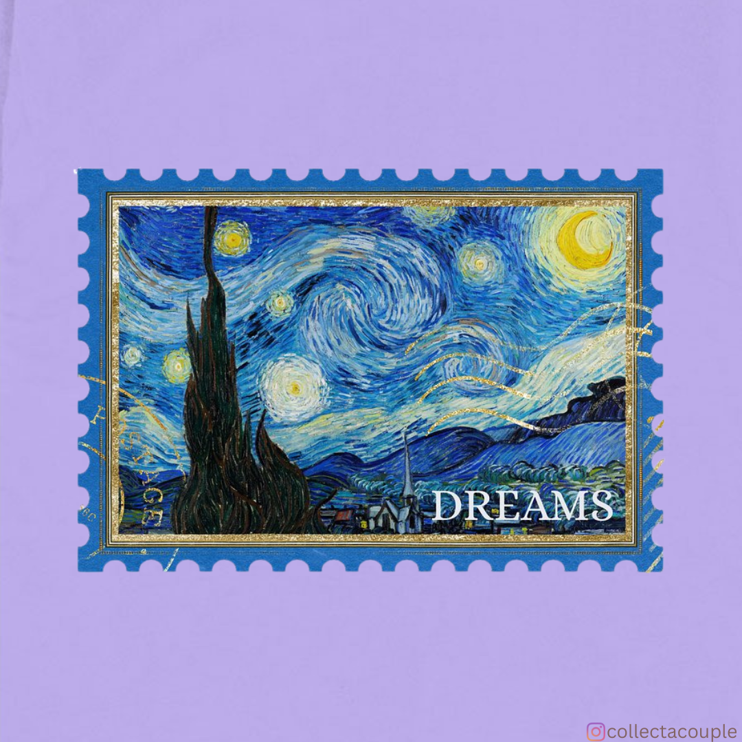 Van Gogh: Starry Night Collage Oversized Unisex T-shirt (front and back print)