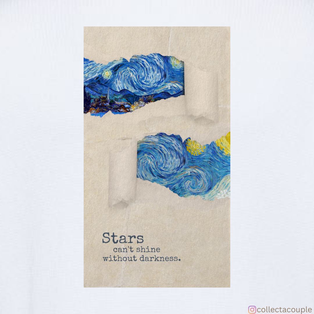 Van Gogh: Starry Night Collage Oversized Unisex T-shirt (front and back print)