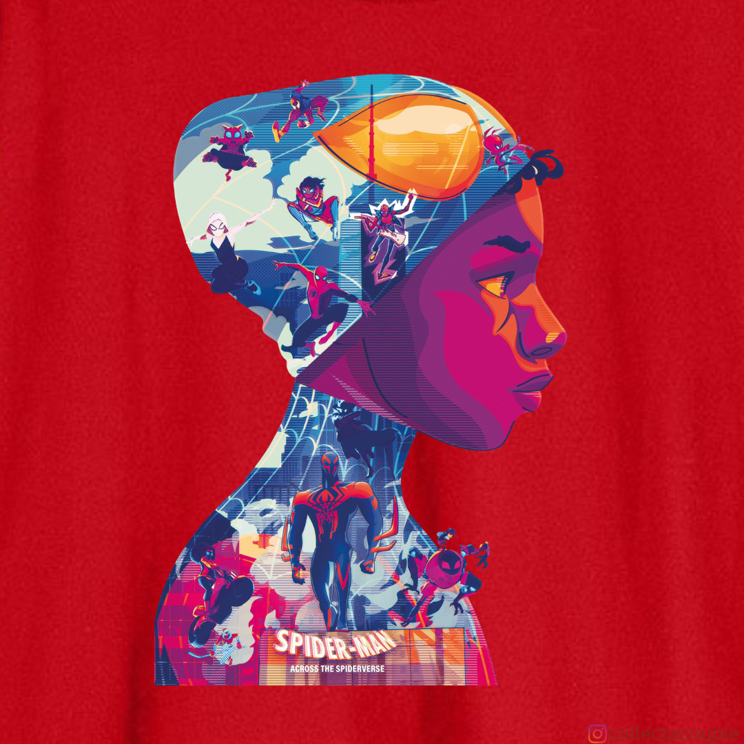 Spider Verse: Miles Morales Illustration Collage Oversized Unisex T-shirt (front and back print)